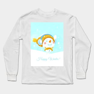 Little Snowman Rejoices in the Snow Long Sleeve T-Shirt